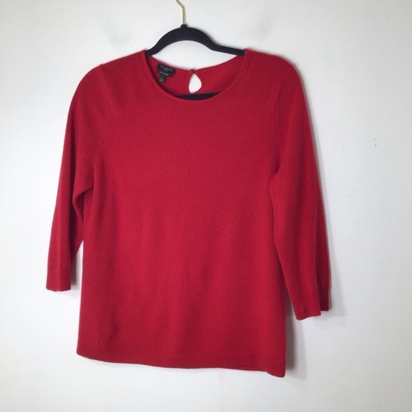Talbots sweater women cashmere red large petite - Picture 1 of 8